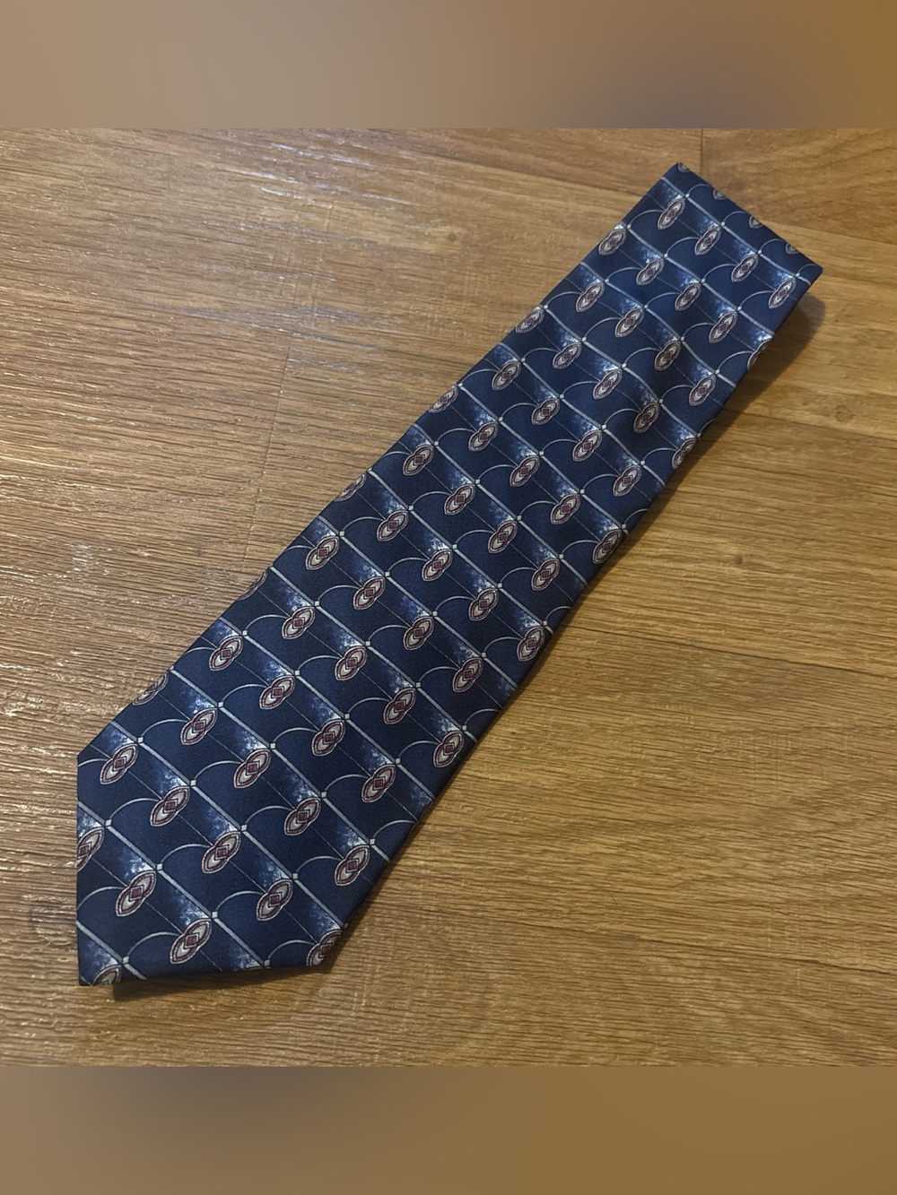 Stafford Silk Tie Made In USA Navy Blue/Burgundy